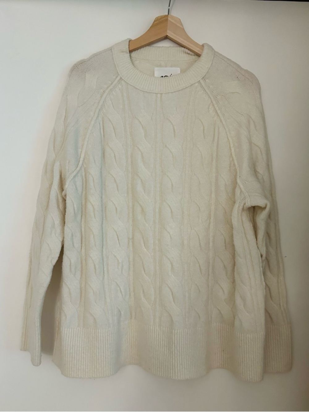 aerie Cream Cable-Knit Crewneck Sweater